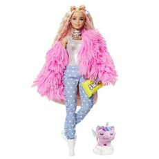 Barbie Extra poupée articulée blonde au look tendance et oversize, Avec figurine animale et accessoires, Jouet pour enfant, GRN28