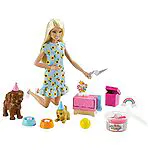 Barbie Famille coffret Anniversaire des Chiots avec poupée blonde, 2 figurines chiens, pâte à modeler et accessoires, jouet pour enfant, GXV75 16