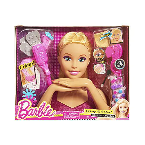 Barbie, Tête à Coiffer et à MaquIller Deluxe, 30 Accessoires Cheveux & MaquIllage, Jouet pour Enfants dès 3 Ans, BAR17 5 Barbie, Tête à Coiffer et à MaquIller Deluxe, 30 Accessoires Cheveux & MaquIllage, Jouet pour Enfants dès 3 Ans, BAR17