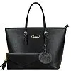 BestoU Sac a Main Femmes Noir PU Cuir Sac à Bandoulière D'épaule Fourre-Tout Portefeuille Sac 2pcs