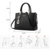 BestoU Sac a Main Femmes PU Cuir Bandoulière Sac à D'épaule Fourre-Tout (Noir)