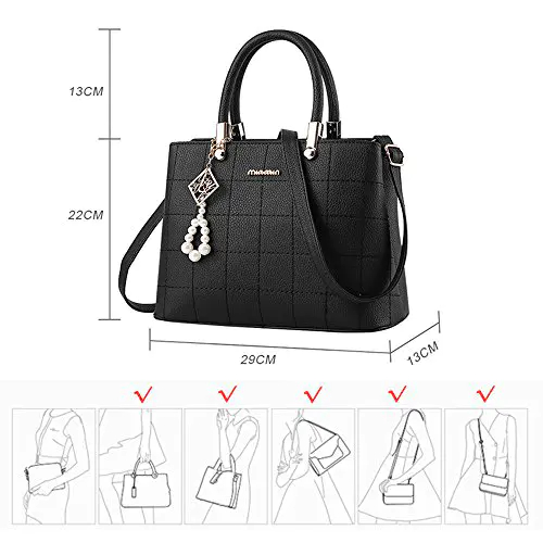 BestoU Sac a Main Femmes PU Cuir Bandoulière Sac à D'épaule Fourre-Tout (Noir)