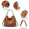BestoU Sac a Main Femmes PU Cuir Sac à Bandoulière D'épaule Fourre-Tout Portefeuille 3pcs Set (Marron)