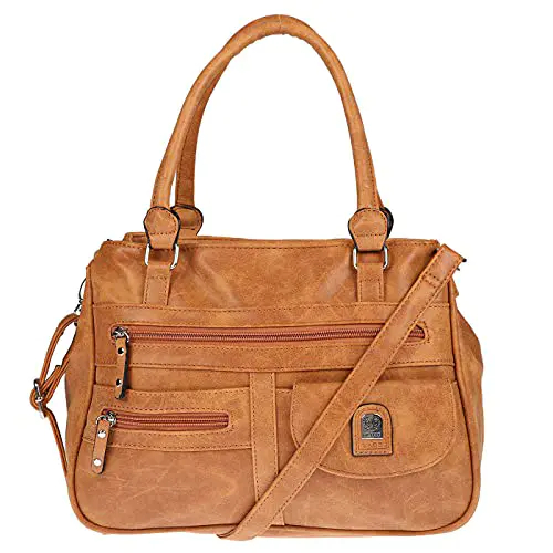 Christian Wippermann - Sac à bandoulière pour femme - De grande taille - Aspect cuir, cognac, 32 x 24 x 12 cm