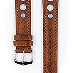 HIRSCH Bracelet montre Rallye M – cuir de buffle perforé – look sport automobile vintage – pour hommes et femmes – brun doré – 20 mm 17 HIRSCH Bracelet montre Rallye M – cuir de buffle perforé – look sport automobile vintage – pour hommes et femmes – brun doré – 20 mm 17