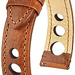 HIRSCH Bracelet montre Rallye M – cuir de buffle perforé – look sport automobile vintage – pour hommes et femmes – brun doré – 20 mm 16 HIRSCH Bracelet montre Rallye M – cuir de buffle perforé – look sport automobile vintage – pour hommes et femmes – brun doré – 20 mm 16