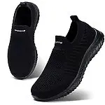 HKR Basket Femme Casual Basse Fitness Sneakers Respirantes Chaussures de Running Marche Sport Travail Tout Noir 39EU 19