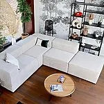 HOMIFAB Canapé d’angle modulable 5 Places en Velours côtelé Beige – Roma – Fabriqué en France 18 HOMIFAB Canapé d’angle modulable 5 Places en Velours côtelé Beige – Roma – Fabriqué en France 18
