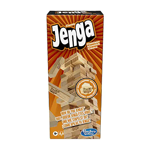 Hasbro Jenga classique, Jeu avec blocs en bois massif véritable, Tour Jenga à empiler pour enfants, A partir de 6 ans 3 Hasbro Jenga classique, Jeu avec blocs en bois massif véritable, Tour Jenga à empiler pour enfants, A partir de 6 ans