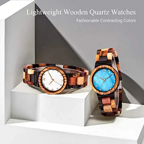 RORIOS Femmes Montre en Bois Analogique Quartz avec Bracelet en Bois Élégant Naturel Montres Mode Montre pour Dames Femmes