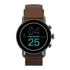 Skagen Men’s Smartwatch Gen 6 with Alexa Built-in, Falster Espresso Stainless Steel with Espresso Leather Band, SKT5304
