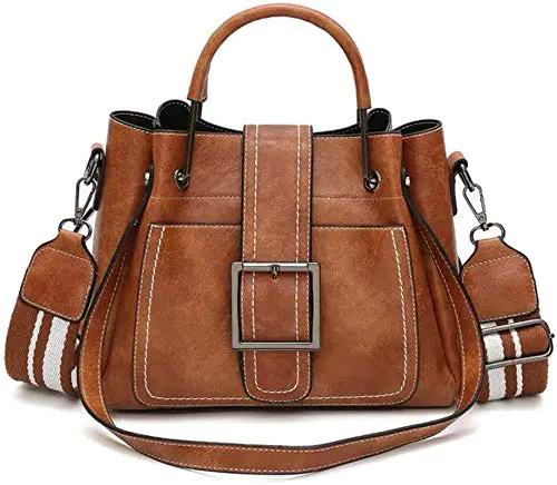 VINBAGGE Petit Sac à Main bandouliere en Cuir Synthétique pour Femme Sac Messenger pour Le Travail Shopping Party Sacs portés Main Brun