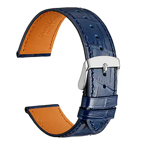 Bracelet Montre En Cuir Grain Alligator WOCCI - Libération Rapide, 18mm 20mm 22mm | Pour Hommes Et Femmes, Cuir Supérieur - 8