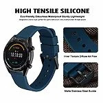 WOCCI 22mm Bracelet de Montre Silicone avec Boucle Noire pour Femme Homme (Bleu Foncé) 17