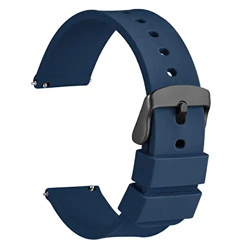 WOCCI 22mm Bracelet de Montre Silicone avec Boucle Noire pour Femme Homme (Bleu Foncé)
