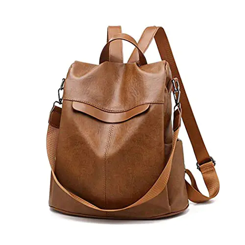 Wishliker Sac à Dos Anti-vol Sacs À Bandoulière en PU Cuir Sac a Dos Étanche Sacs D'école pour Femme Fille