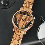 Zimuuy Montre Dames Mode Quartz Montres pour Femmes Montre en Bois Cadeau Femmes Anniversaire (A) 17