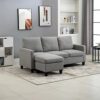 HOMCOM Canapé d'angle 3 Places méridienne réversible garnissage Mousse Haute densité 28D Tissu Polyester Gris Clair