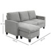 HOMCOM Canapé d'angle 3 Places méridienne réversible garnissage Mousse Haute densité 28D Tissu Polyester Gris Clair