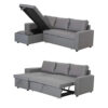 Happy Garden canapé d'angle Convertible Tony 3 Places en Simili Gris. Canapé avec méridienne réversible, Coffre de Rangement et poufs.