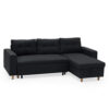 Happy Garden canapé d'angle Convertible Wade 3 Places en Tissu Gris Anthracite. Canapé avec méridienne réversible et Coffre de Rangement.