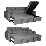 Happy Garden canapé d&rsquo;angle Convertible Warren 3 Places en Tissu Gris. Canapé avec méridienne réversible, Appui-tête réglable et Coffre de Rangement. 18