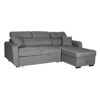 Happy Garden canapé d'angle Convertible Warren 3 Places en Tissu Gris. Canapé avec méridienne réversible, Appui-tête réglable et Coffre de Rangement.