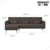 Skraut Home | Canapé-Lit avec Chaise Longue | 88 x 267 x 137 cm | 3 Places | Réglable À Droite Ou À Gauche | Cornerback | Dossiers Inclinables | Modèle Vérone