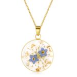 Collier de fleurs pressées en dentelle Myosotis et Queen Anne | Collier de fleurs pressées en or | Colliers personnalisés faits à la main pour femmes | Bijoux Myosotis | collier femme | 45 CM 27 Collier de fleurs pressées en dentelle Myosotis et Queen Anne | Collier de fleurs pressées en or | Colliers personnalisés faits à la main pour femmes | Bijoux Myosotis | collier femme | 45 CM 27