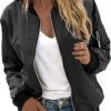 Veste Femme Blouson Moto Bomber Chic Et Elegant DéContracté Sport Manteau Mince Biker Zipper Court Imprimé Fleur Veste Chic Veste Court Automne Hiver Outwear Manteau Jacket Avec Poches