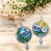 Boucles d'oreilles peintes à la main - LA NUIT ÉTOILÉE DE VINCENT VAN GOGH - Boucles d'oreilles pour femmes, Bijoux en bois peint, Crochet en argent, Made in Italy, Bijoux, Artisanat