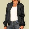 Veste Femme Blouson Moto Bomber Chic Et Elegant DéContracté Sport Manteau Mince Biker Zipper Court Imprimé Fleur Veste Chic Veste Court Automne Hiver Outwear Manteau Jacket Avec Poches