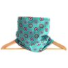 Snood écharpe col polaire marron et tissu turquoise coton imprimé réversible graphique bleu ronds et cercles pop hiver froid style mode femme cousu main en France