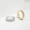 Bague de pouce en argent 925 pour femmes Bague délicate en or empilable Bague d'amitié faite à la main et torsadée (Or)