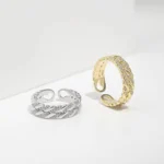 Bague de pouce en argent 925 pour femmes Bague délicate en or empilable Bague d&rsquo;amitié faite à la main et torsadée (Or) 18