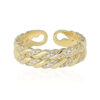 Bague de pouce en argent 925 pour femmes Bague délicate en or empilable Bague d'amitié faite à la main et torsadée (Or)