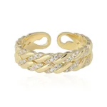 Bague de pouce en argent 925 pour femmes Bague délicate en or empilable Bague d&rsquo;amitié faite à la main et torsadée (Or) 16
