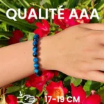 Bracelet Pierre Naturelle Perle Femme Homme Chakra Protection Oeil de Tigre Bleu Vert Perles Naturelles 8 mm Made in France 17