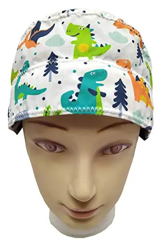 Casquette d’infirmière Dinosaures pour les cheveux longs Nom ou logo du texte broderie gratuite Cliquez sur personnaliser à voir