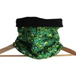Snood wax africain vert bleu vague réversible polaire noire tour de cou écharpe hiver accessoire fait main mixte handmade vêtement froid (Femme) 17