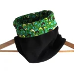 Snood wax africain vert bleu vague réversible polaire noire tour de cou écharpe hiver accessoire fait main mixte handmade vêtement froid (Femme) 18