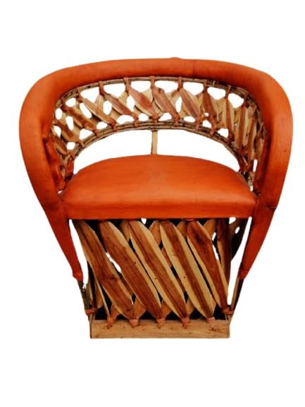 Chaise traditionnelle Equipal de couleur rouge 100% cuir d'origine, fabriquée au Mexique, idéale pour la maison, le bar, le restaurant, le bureau, l'hôtel, le jardin, le salon, les cafétérias (ROUGE)