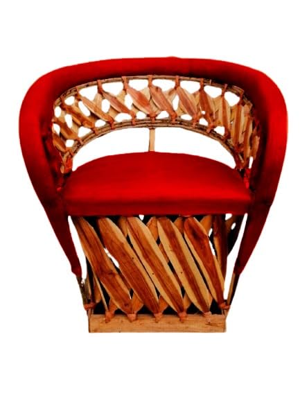 Chaise traditionnelle Equipal de couleur rouge 100% cuir d'origine, fabriquée au Mexique, idéale pour la maison, le bar, le restaurant, le bureau, l'hôtel, le jardin, le salon, les cafétérias (ROUGE)