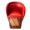 Chaise traditionnelle Equipal de couleur rouge 100% cuir d'origine, fabriquée au Mexique, idéale pour la maison, le bar, le restaurant, le bureau, l'hôtel, la terrasse, le jardin, le salon, les café