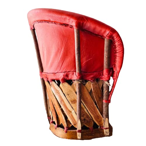 Chaise traditionnelle Equipal de couleur rouge 100% cuir d'origine, fabriquée au Mexique, idéale pour la maison, le bar, le restaurant, le bureau, l'hôtel, la terrasse, le jardin, le salon, les café