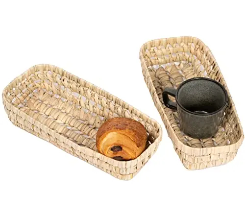 Bohome Living - Panier de Rangement en Osier, Corbeille à pain, Cosmétiques, Câbles, Fait Main (27 x 12cm)