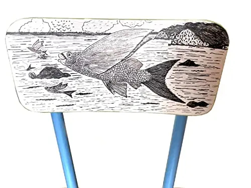 Chaise marine LE KRAKEN, dessin à la main, protégé, chaise d'art ou pour s'asseoir