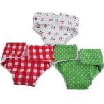 Couche poupon, poupée de 36cm – 3 pièces – vert, rouge et cerises 16