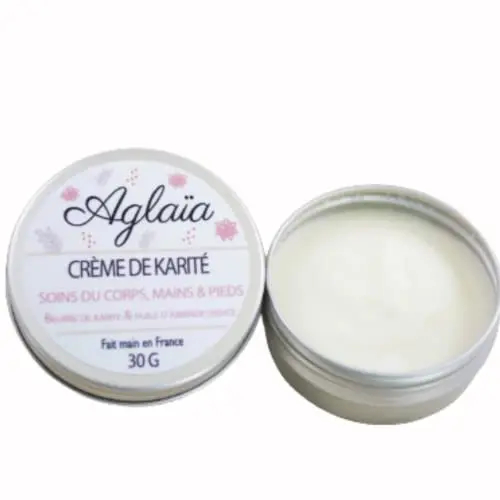 Crème Karité- Soins du corps, mains et pieds - Au Beurre de Karité et Huile d'amande douce bio - Soin hydratant bio et vegan - Créme artisanale fabriquée en Normandie