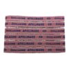 MELI MELOW Lot Etiquettes tissées prénom nom à coudre - tissu personnalisé vintage - ruban nominatif - marque marquage vêtements - fond rose - texte bleu